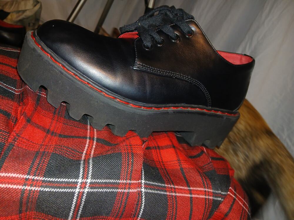 Lamoda Black Chunky Platform Lace-Up Oxford Shoes US 7